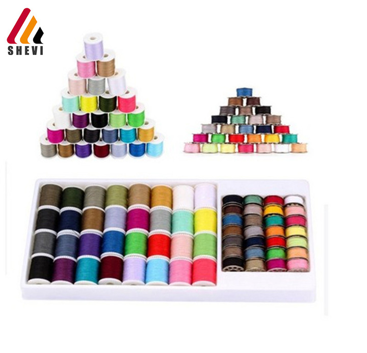 Shevi 60PCS Sewing Thread Mixed Colors Sewing Kit For Sewing Machine Heavy Duty Metal Bobbin