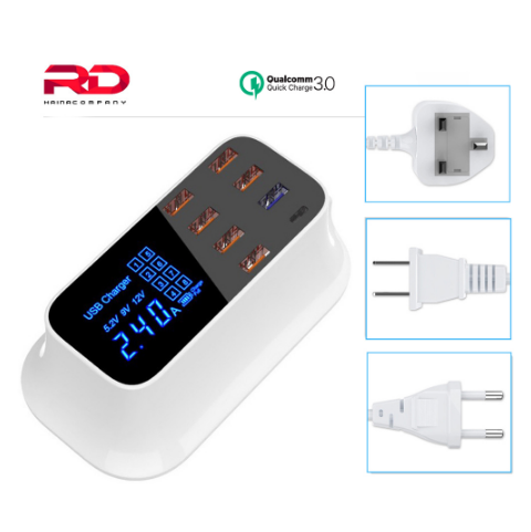 Multi Port USB Charger 8 Port HUB Quick Charge 3.0 Desktop Multiple LED Desktop USB Fast Charging