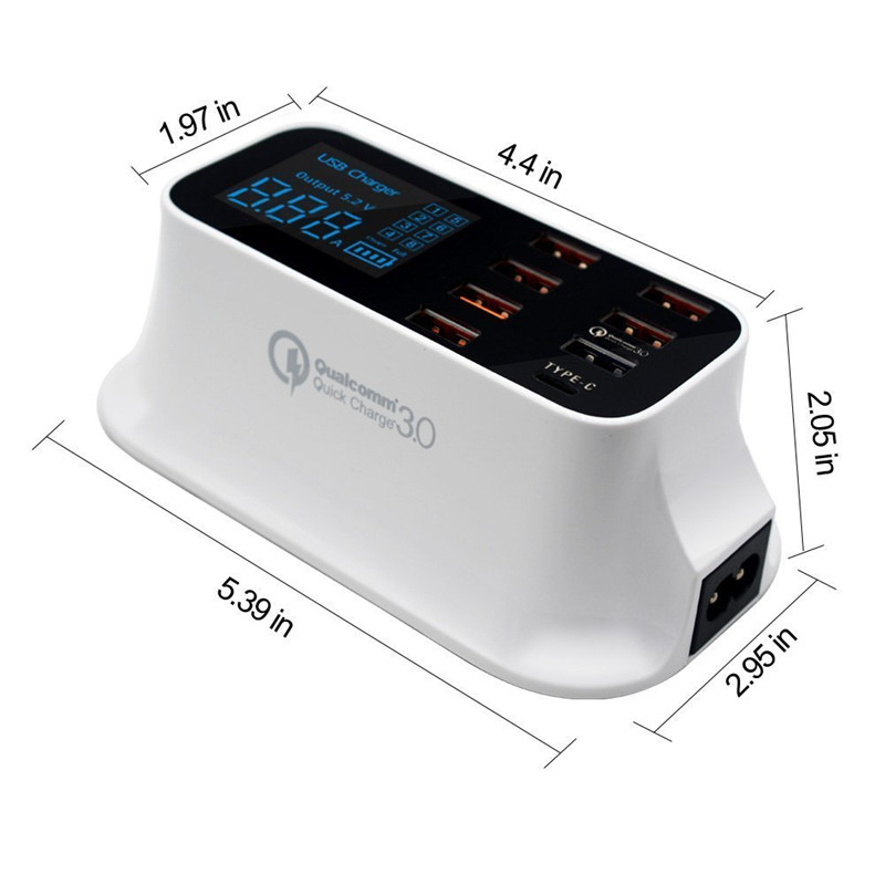 Multi Port USB Charger 8 Port HUB Quick Charge 3.0 Desktop Multiple LED Desktop USB Fast Charging