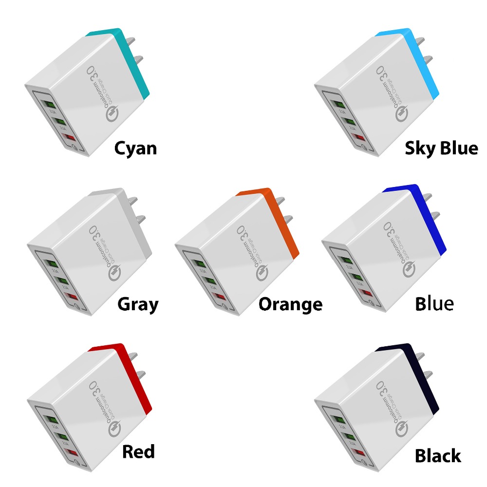 3 USB Quick Charge 3.0 USB Charger For iPhone 8 Plus Samsung S8 Fast Charger QC 3.0 USB Adapter