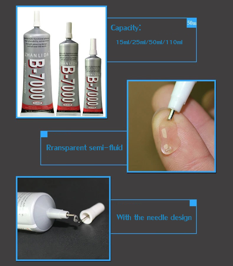 2pc/Set 15ML Upgraded Genuine B-7000 Multi Purpose Glue Adhesive Epoxy Resin Diy Crafts Glass glue