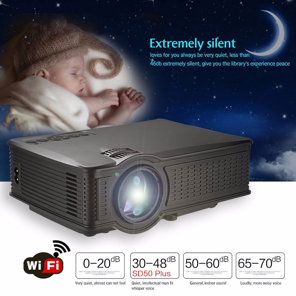 Wireless Wifi Mini Video Hometheater Projector for iphone,HD 1080P Support HDMI USB SD VGA AV