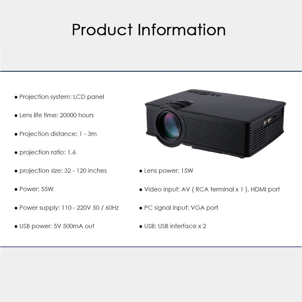 GP-9 HD WIFI Home Mini Portable LED Projector Multimedia Player Wireless Support USB SD HDMI AV