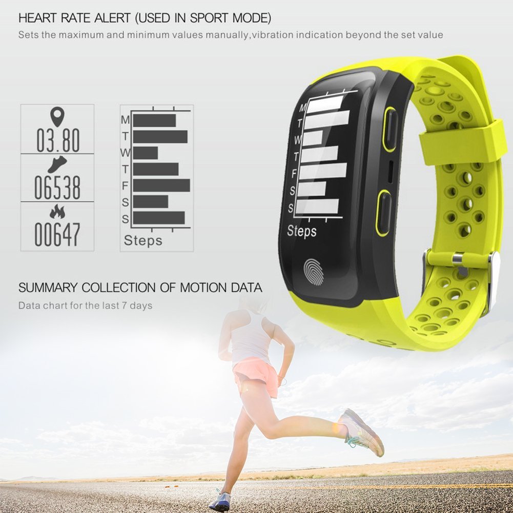 Fitness Tracker S908 GPS Running Watch Heart Rate Sleep Monitor Reminder IP68 Waterproof Wristband