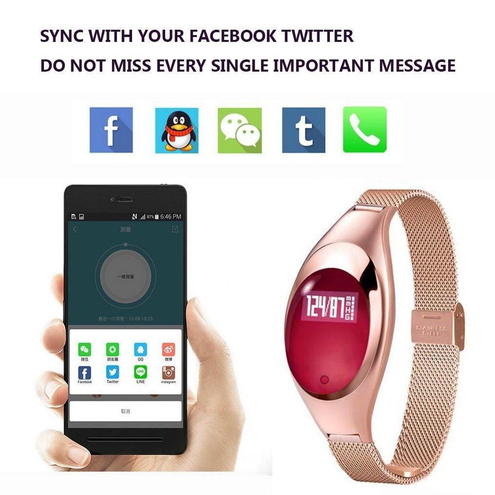 Fitness Tracker Watch,Z18 Women Smart Bracelet Intelligents Heart Rate Sleep Blood Pressure Monitor