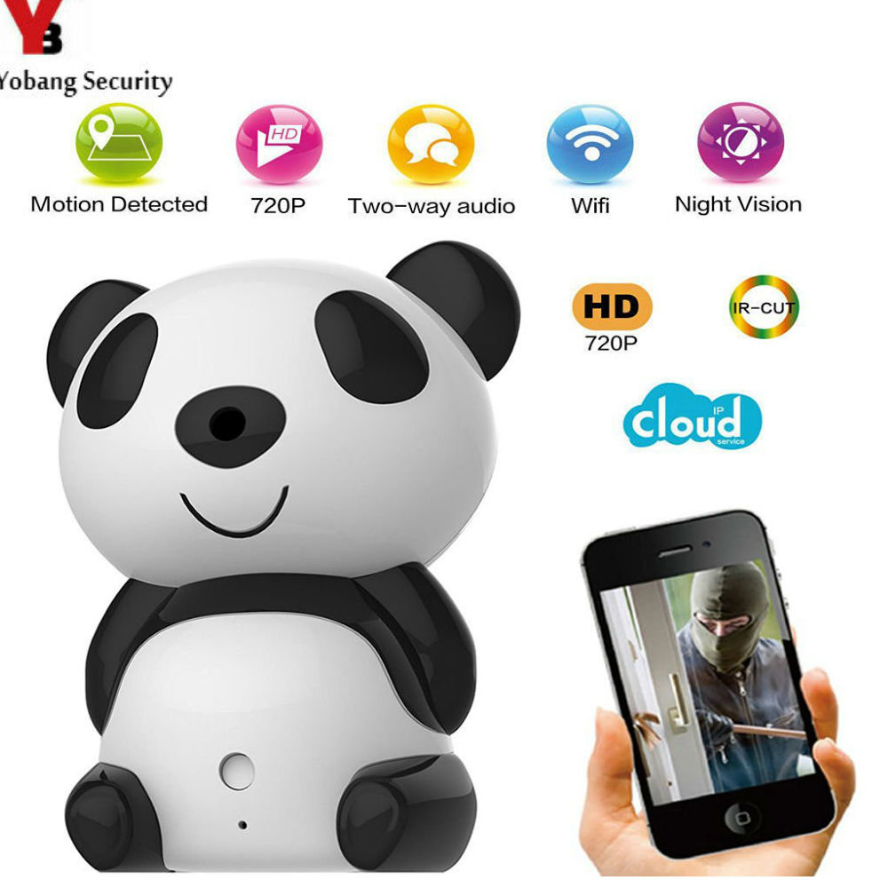 Security Cute Panda 720p HD Wireless Remote Surveillance IP Camera Wifi P2P Home security Cam