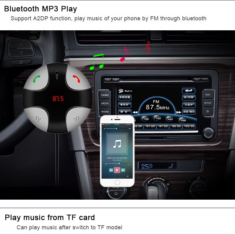 Universal FM Transmitter Bluetooth Car Kit MP3 Player Wireless Modulator LED Display USB Charger