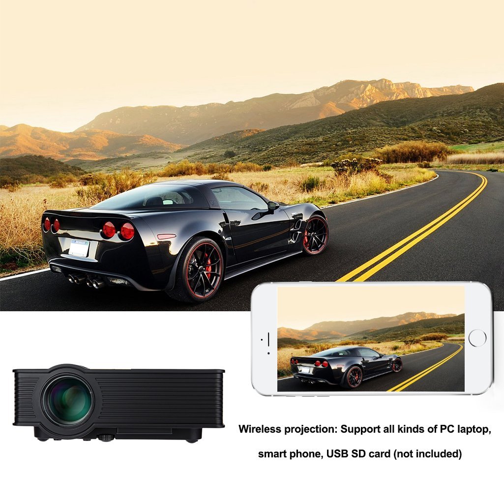 GP-9 HD WIFI Home Mini Portable LED Projector Multimedia Player Wireless Support USB SD HDMI AV