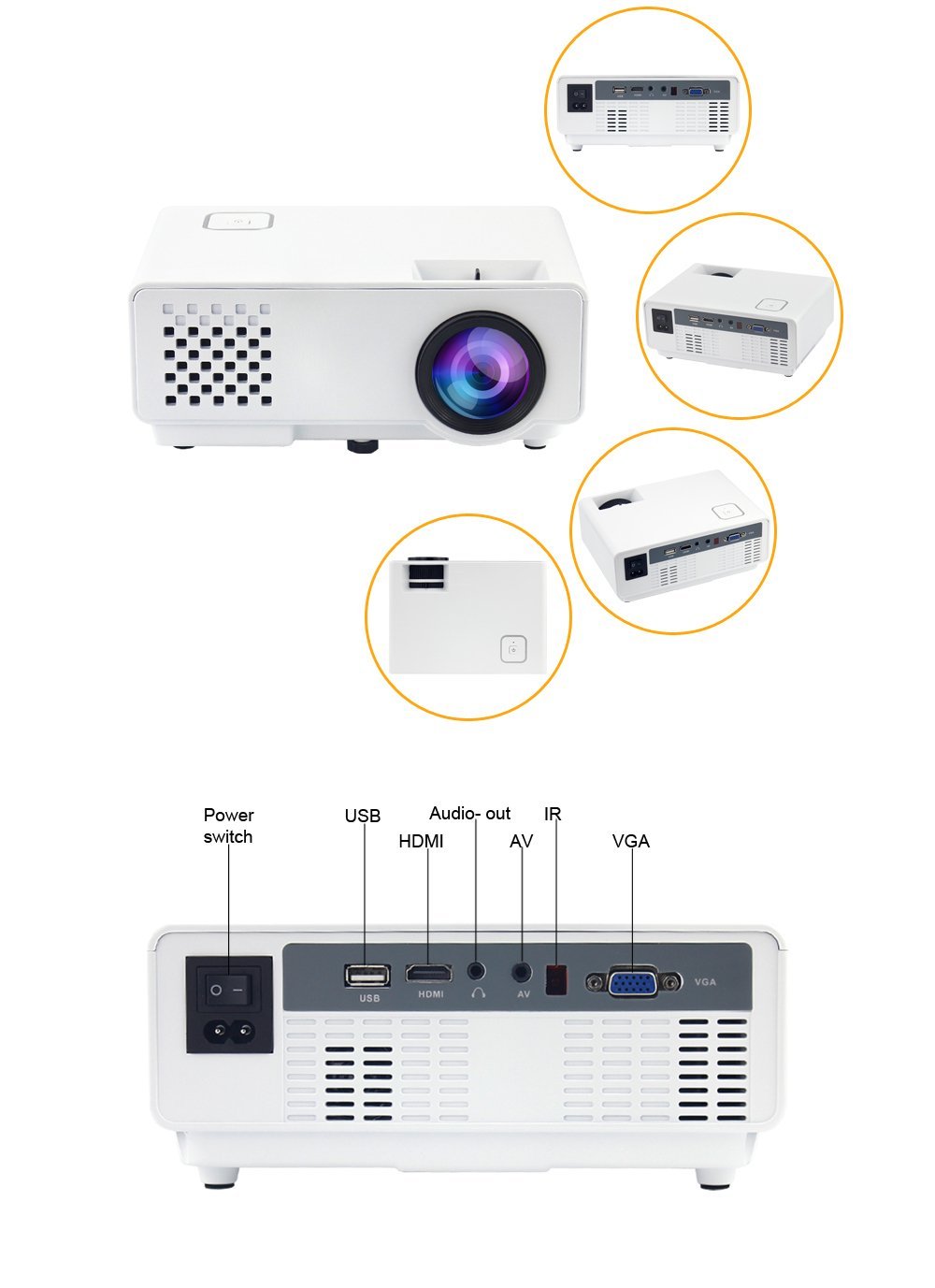 Mini LED LCD Projector ML218 Portable 1800lumens HDMI USB VGA Multimedia Projector for Home Theater