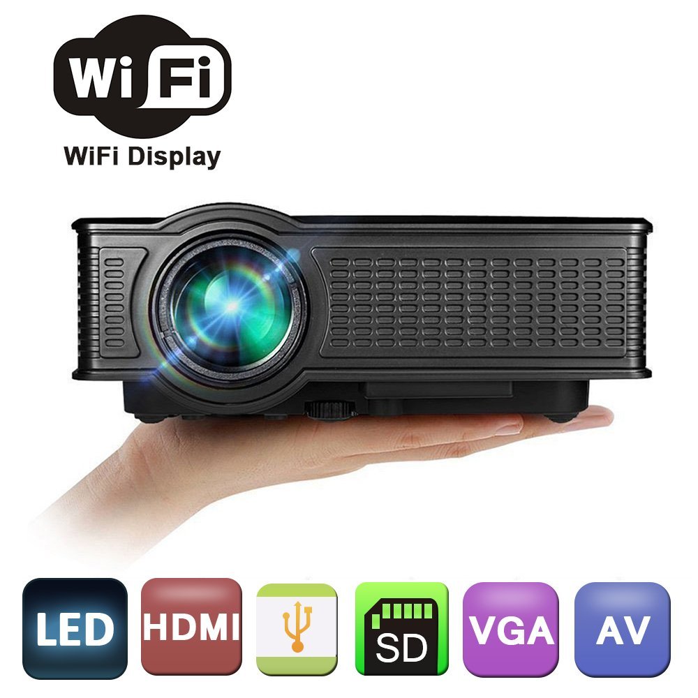 Wireless Wifi Mini Video Hometheater Projector for iphone,HD 1080P Support HDMI USB SD VGA AV