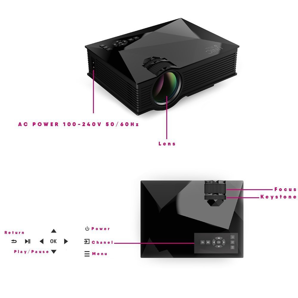 Mini Projector UC46 Portable Multimedia Home Cinema Theater 1200 Lumens LED Projection