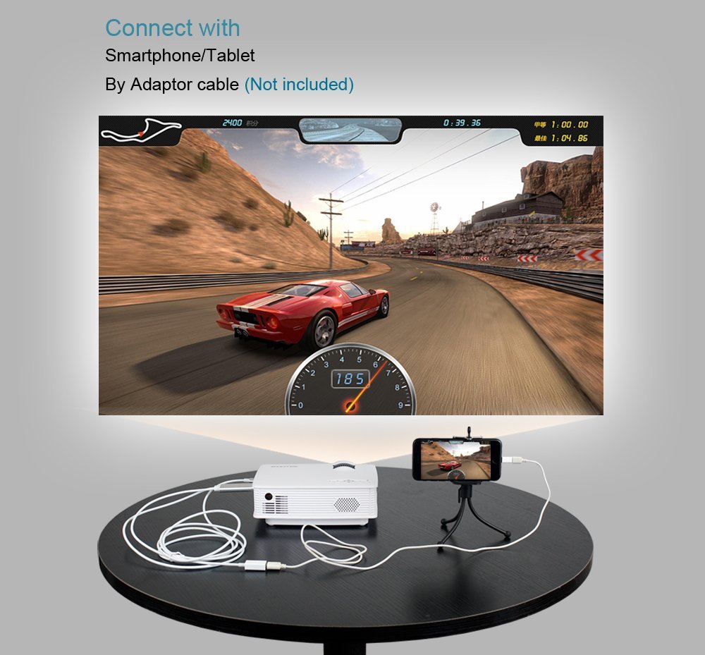 Android Mini Projector BT140 800x480 120'' Wifi Airplay Miracast for Home Support PC Laptop PS4
