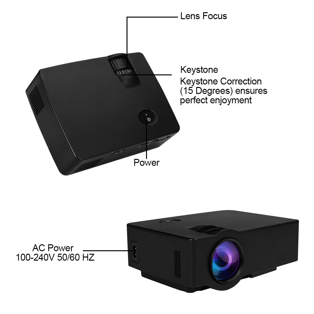 Home Video Projector E08 LCD Family Theater Projector Portable Multimedia 1500 Lumens