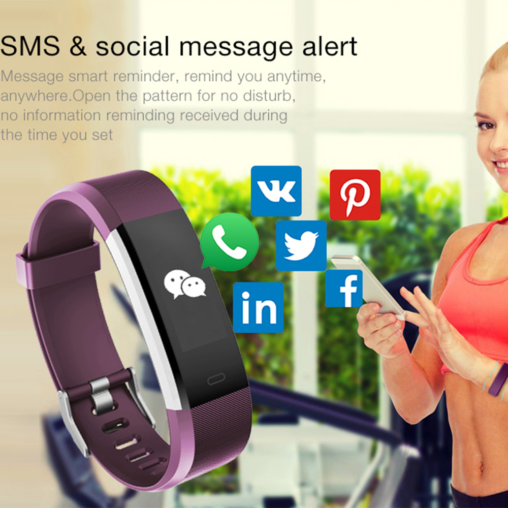 ID115 HR Plus Smart Wristband Heart Rate Monitor Fitness tracker Smartband Bracelet Wrist Band Phone