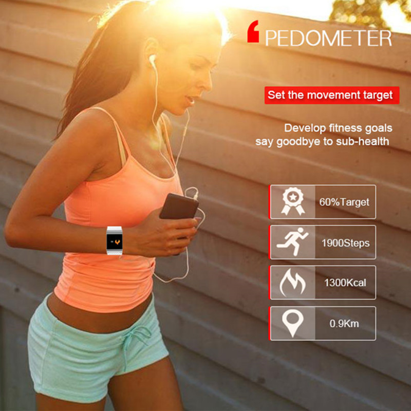 Smart Bracelet Band Color OLED Blood Pressure Oxygen Monitor Heart Rate Fitness Tracker Wristbands