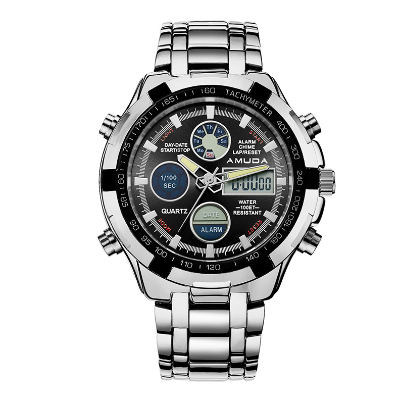 Luxury Gold Fashion Business Men Quartz-Watch Golden Rhinestone Male Wrist Watch