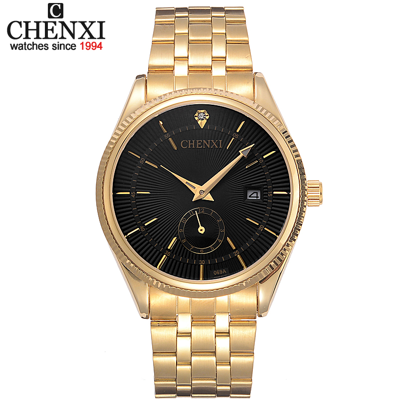 Gold Watch Men Watches Top Brand Luxury Famous Wrist Watch Calendar Male Clock Golden Quartz