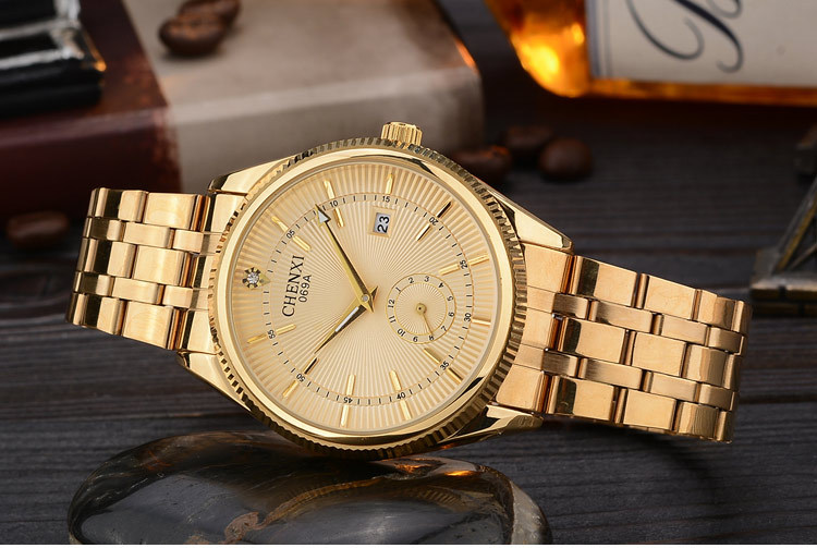 Gold Watch Men Watches Top Brand Luxury Famous Wrist Watch Calendar Male Clock Golden Quartz