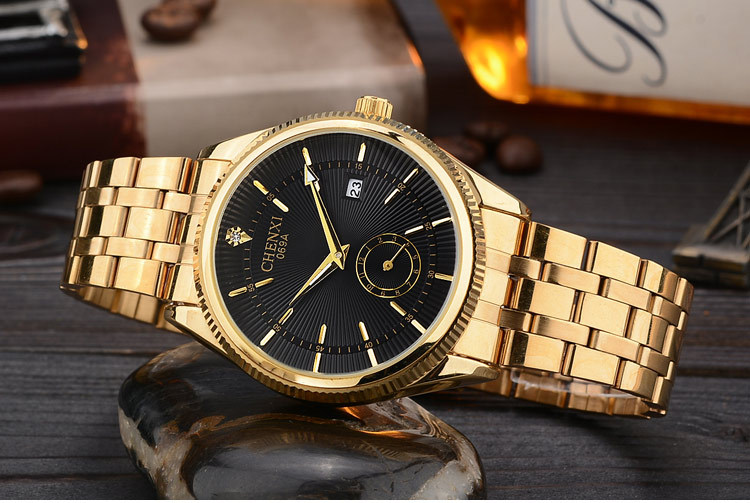 Gold Watch Men Watches Top Brand Luxury Famous Wrist Watch Calendar Male Clock Golden Quartz