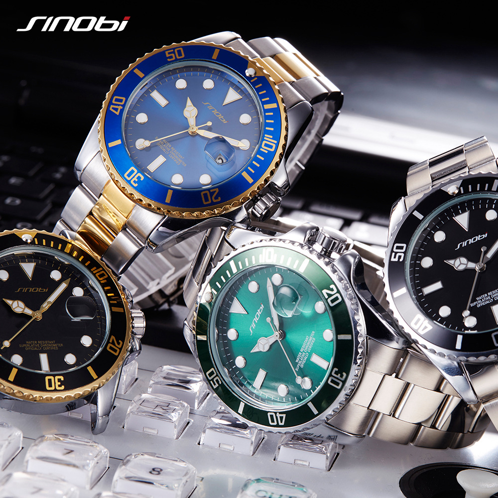 Casual Men Watch 2017 Waterproof Date Stainless Steel Band Luxury Mans Sports Quartz Watches Golden
