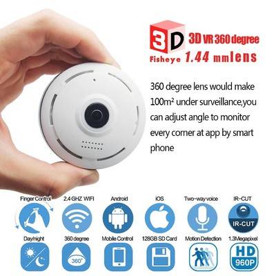 HD Wireless WIFI IP Camera Security Panoramic Indoor Fisheye CCTV Camera 360 Degree IR Night