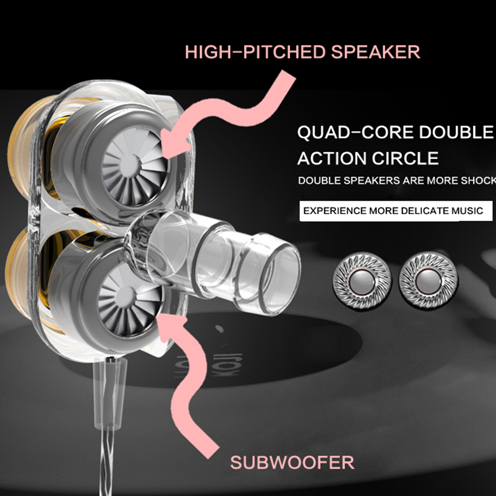 Dual Drivers Earphone with Microphone For Phone Xiaomi Huawei Android Phones Bass HI FI DJ