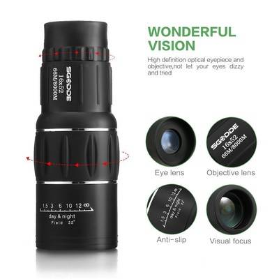 16x52 Dual Focus 66m/ 8000m Optics Zoom Monocular Telescopes, for Birds/Wildlife/hunting/camping