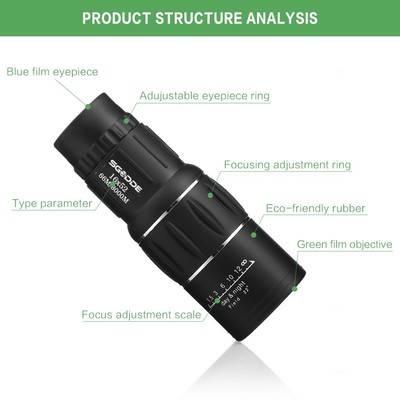 16x52 Dual Focus 66m/ 8000m Optics Zoom Monocular Telescopes, for Birds/Wildlife/hunting/camping
