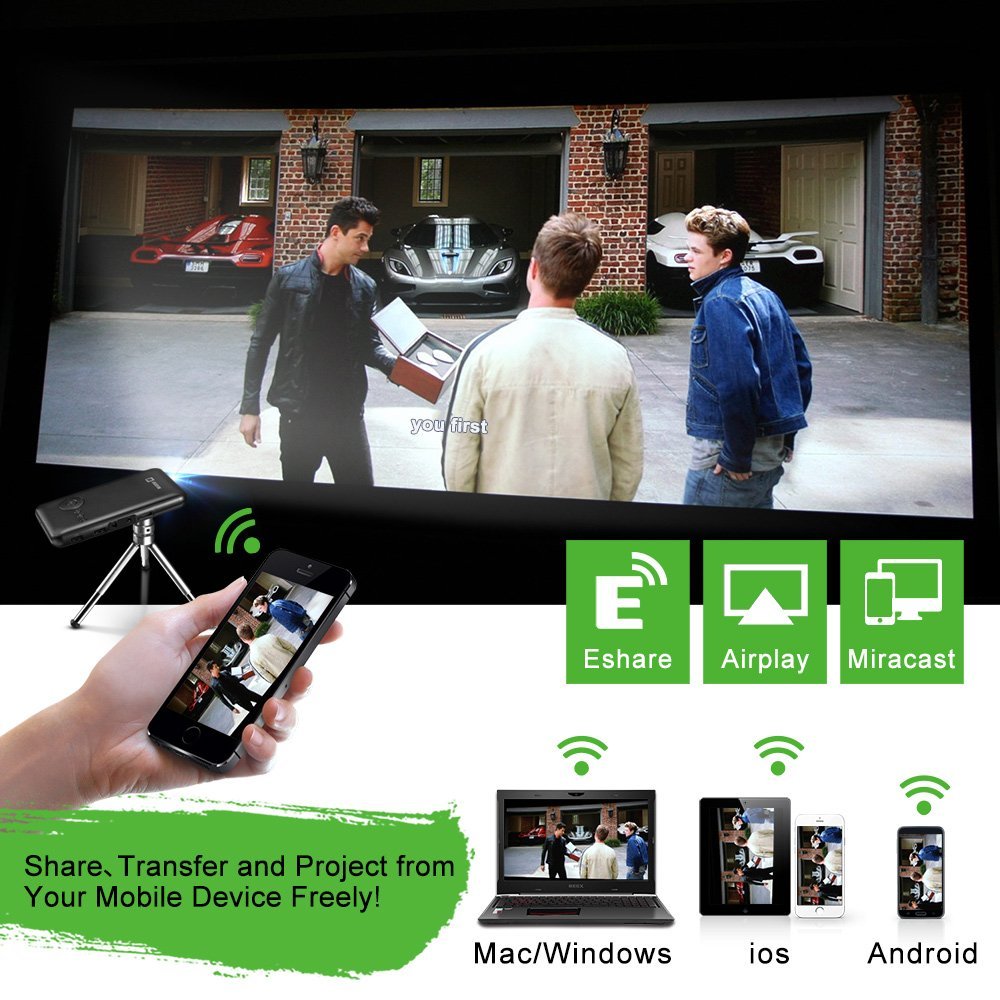 Portable Mini Projector with HDMI Input Wireless Wifi Bluetooth 1080P Pocket Projector