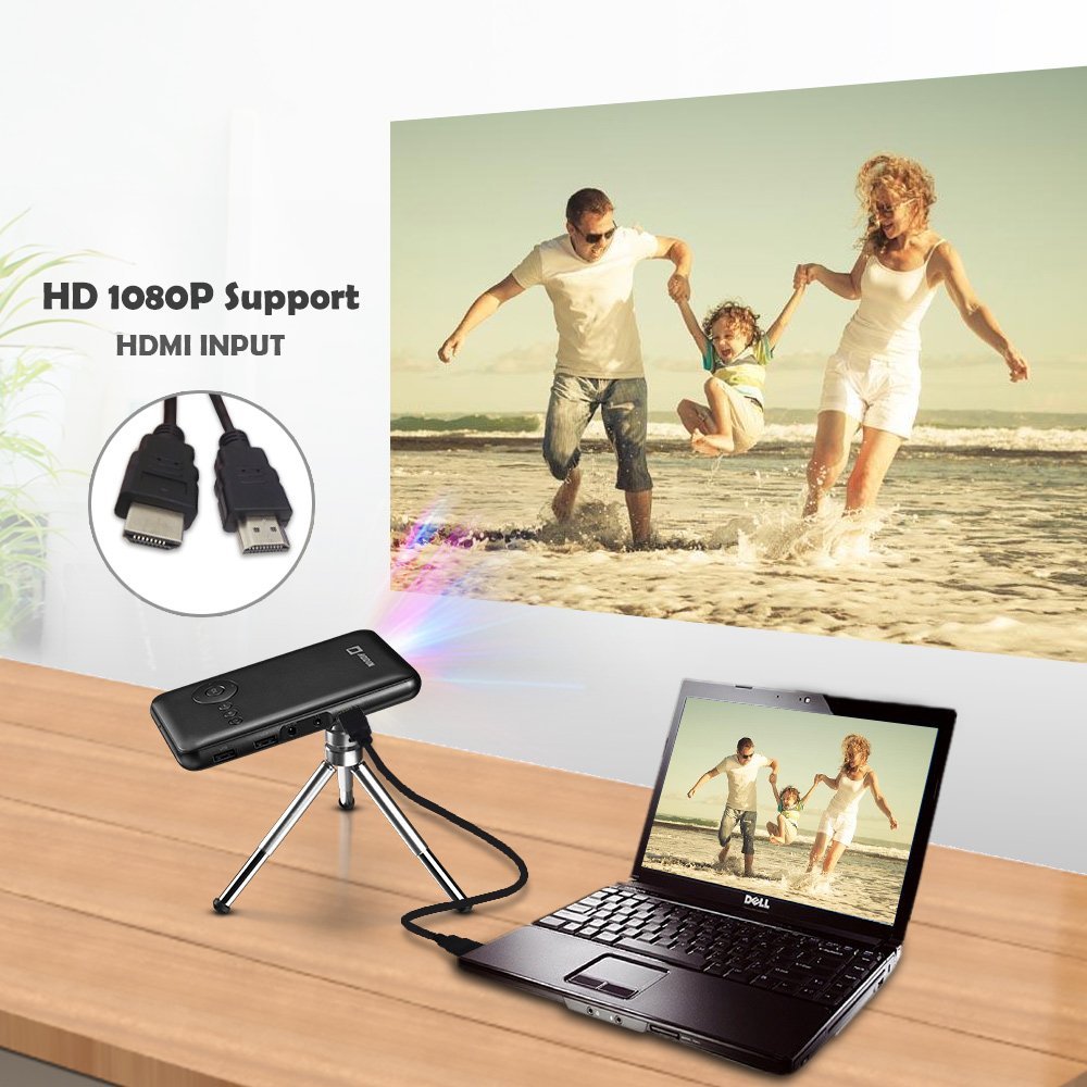 Portable Mini Projector with HDMI Input Wireless Wifi Bluetooth 1080P Pocket Projector