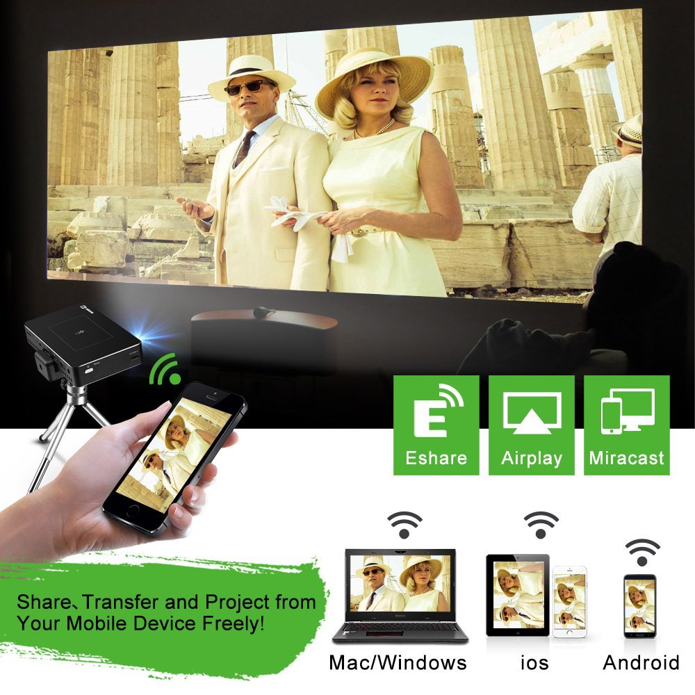 Portable Mini Projector with HDMI Input Wireless Wifi Bluetooth 1080P Pocket Projector