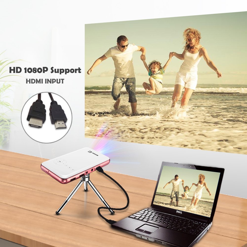 Portable Mini Projector with HDMI Input Wireless Wifi Bluetooth 1080P Pocket Projector