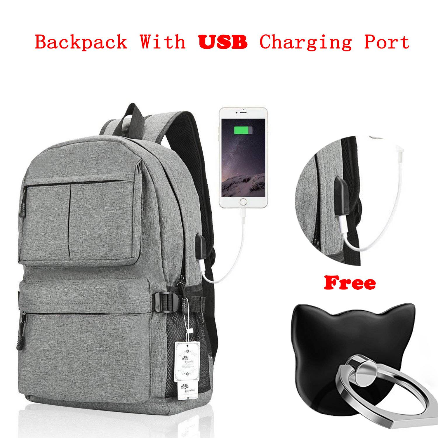Fashion Laptop Backpack Bag,Backpack with USB Charging Port Travel Backpack for Men Up to 15.6 Inch