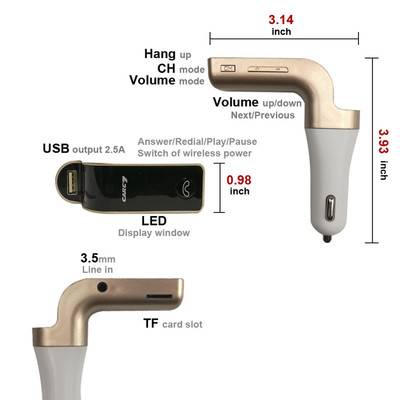 Wireless FM Transmitter Modulator Bluetooth Car Charger AUX Hands Free Music Mini MP3 Player SD USB