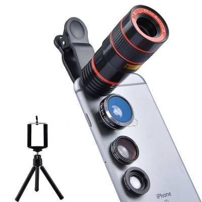 4 in 1 Camera Lens 8x Lens Fisheye+Wide Angle Macro Lens Camera shot for iPhone Samsung Galaxy