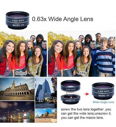 4 in 1 Camera Lens 8x Lens Fisheye+Wide Angle Macro Lens Camera shot for iPhone Samsung Galaxy