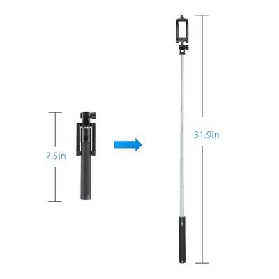 Selfie Stick [Battery Free] Wired Extendable Wired Handheld Monopod Selfie Stick for Android/IOS