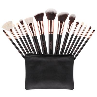 15 PCS Makeup Brush Set Natural Hair Blending Blush Face Powder Brush Make up Brush Kit with bag
