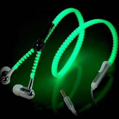 3.5mm Luminous Earphones Zipper In-Ear Earphones with Mic