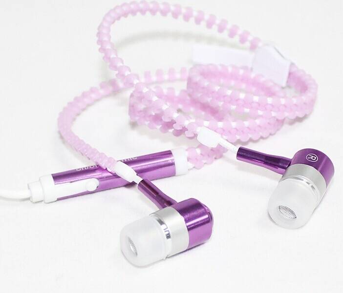 3.5mm Luminous Earphones Zipper In-Ear Earphones with Mic