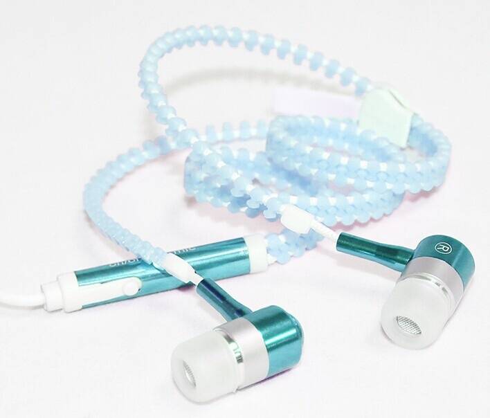 3.5mm Luminous Earphones Zipper In-Ear Earphones with Mic