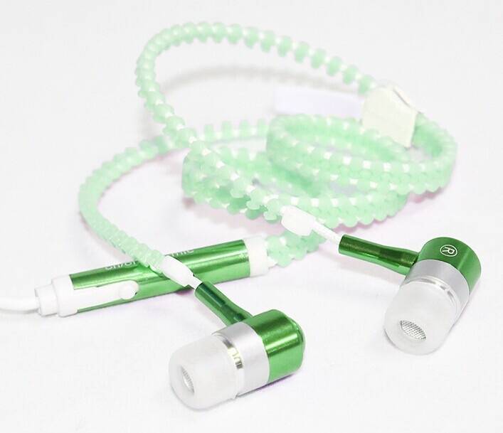 3.5mm Luminous Earphones Zipper In-Ear Earphones with Mic