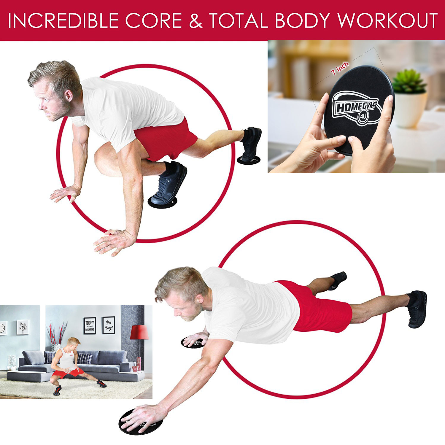 Fitness tracker Gliding Discs Core Exercise Sliders - Core Sliders for A Full Body Workout, Set of 2