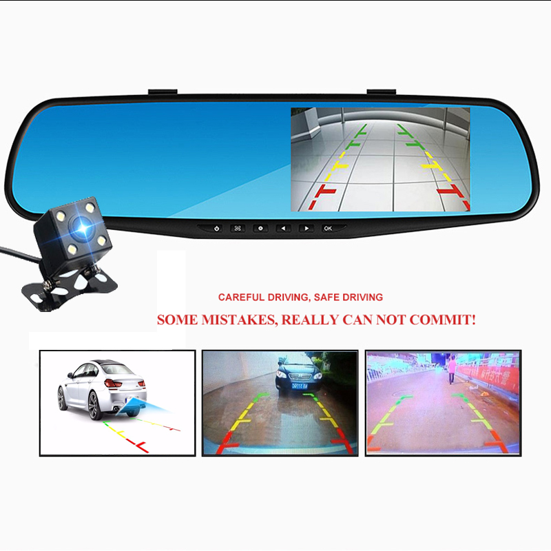Car DVR Dual Lens Car Camera Full HD 1080P Video Recorder Rearview Mirror With Rear view DVR cam