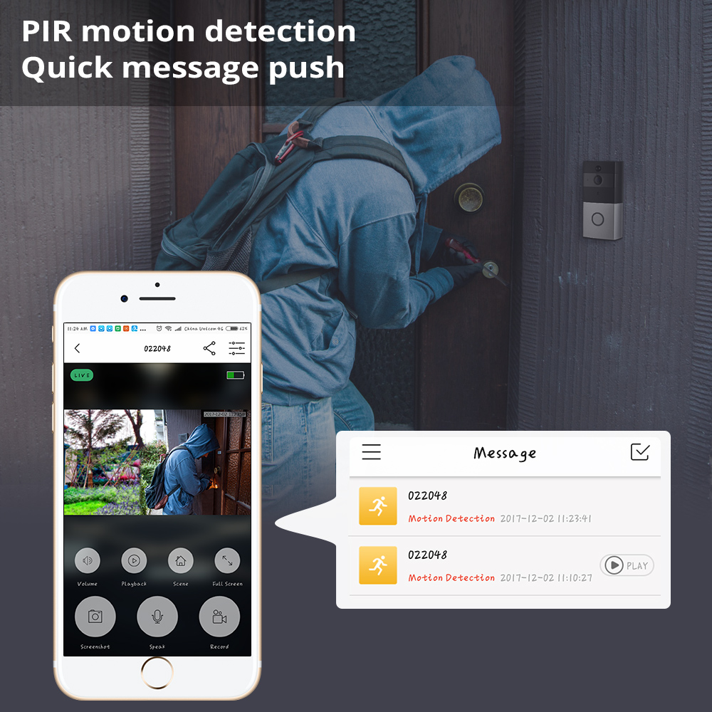 Wifi Video Intercom Doorbell 720P HD Wifi Security Camera and Night Version Smart Wireless Doorbell