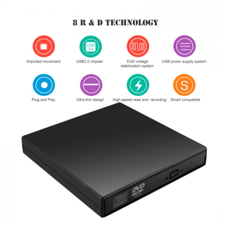 CD Player External DVD Drive USB 2.0 Portable DVD/CD-ROM Player CD-RW Burner Writer Recorder Drive