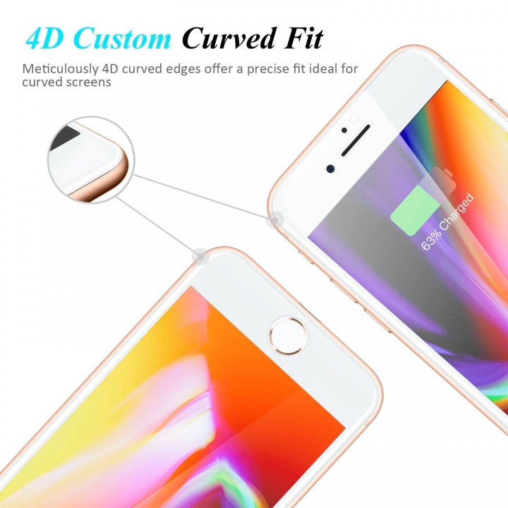 iPhone X/8/8 Plus 7/7 Plus 6/6s/6 Plus/6s Plus Screen Protector, 4D Full Coverage Tempered Glass