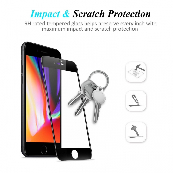 iPhone X/8/8 Plus 7/7 Plus 6/6s/6 Plus/6s Plus Screen Protector, 4D Full Coverage Tempered Glass