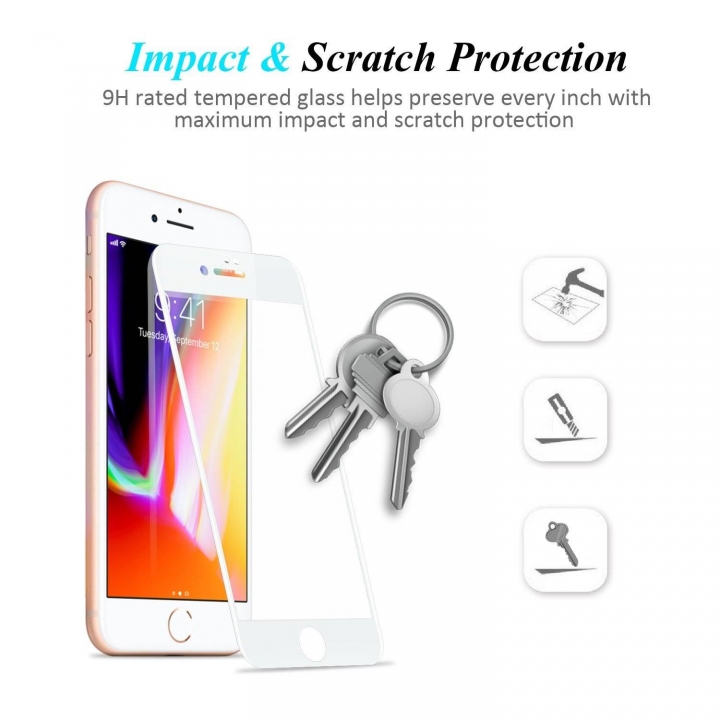 iPhone X/8/8 Plus 7/7 Plus 6/6s/6 Plus/6s Plus Screen Protector, 4D Full Coverage Tempered Glass