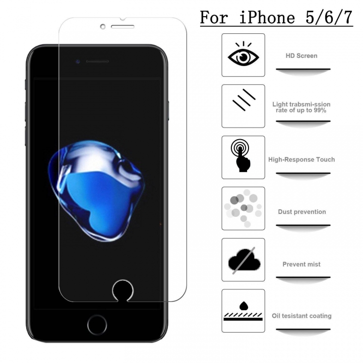 iPhone 7/7 plus/6s/6s plus/6/6 plus/5/5se/5s Tempered Glass Screen Protector 9H Hardness